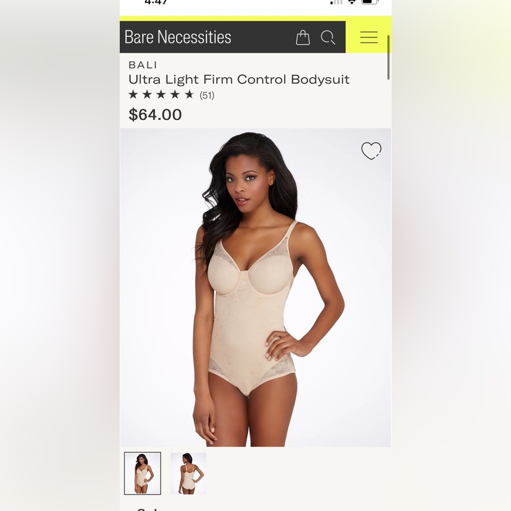 BALI ultra control firm body suit 38C + FREE bodysuit